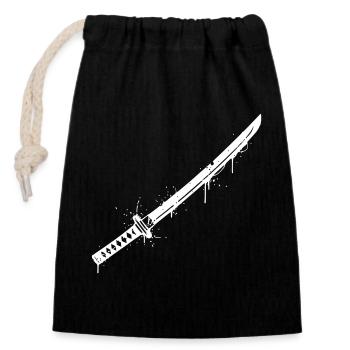 Katana Graffiti Streetwear Vector - Closable cotton gift bag (14x20cm) - black - Front