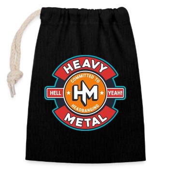 Emblème rétro Heavy Metal - Sac cadeau en coton avec cordon (14 x 20 cm) - noir - Devant