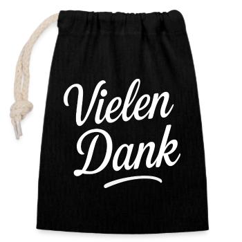 Merci beaucoup pour le lettrage - Sac cadeau en coton avec cordon (14 x 20 cm) - noir - Devant