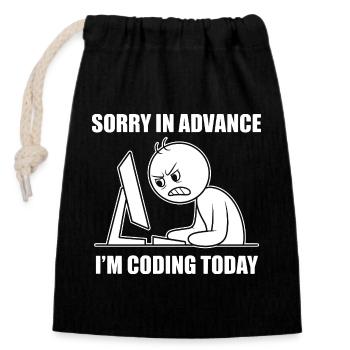 Proud software developer for programming students - Closable cotton gift bag (14x20cm) - black - Front