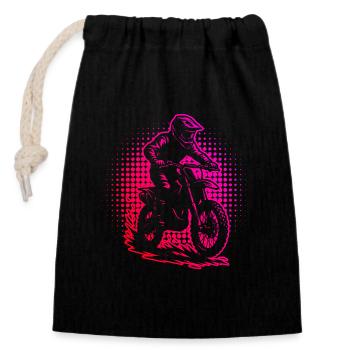 Direkte Motocross Aussage - Verschließbarer Geschenkbeutel aus Baumwolle (14x20cm) - Schwarz - Vorne