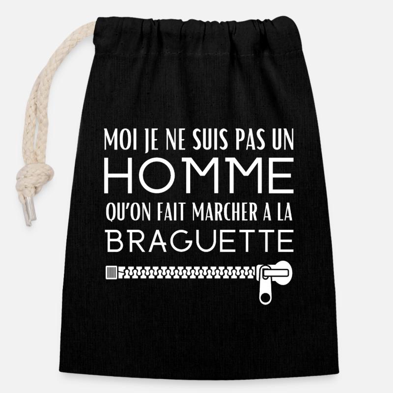 Walking with a fly - Closable cotton gift bag (14x20cm) - black
