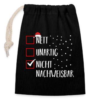 Santa Claus Christmas Time Naughty Christmas - Closable cotton gift bag (14x20cm) - black - Front