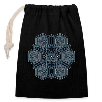 Heilige Geometrie Mandala Stern Yoga Meditation  - Verschließbarer Geschenkbeutel aus Baumwolle (14x20cm) - Schwarz - Vorne