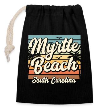 Myrtle Beach, South Carolina Retro-Sonnenuntergangsurlaub - Verschließbarer Geschenkbeutel aus Baumwolle (14x20cm) - Schwarz - Vorne