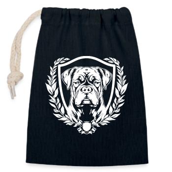 Bulldoggen-Wappen mit Lorbeerkranz - Verschließbarer Geschenkbeutel aus Baumwolle (14x20cm) - Navy - Vorne