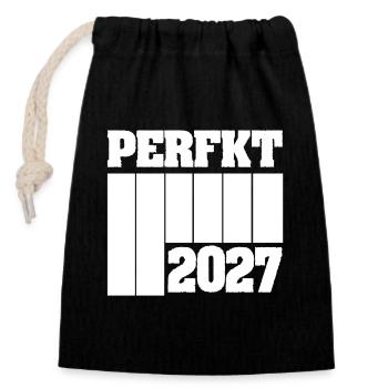 Unique 2027 - Sac cadeau en coton avec cordon (14 x 20 cm) - noir - Devant