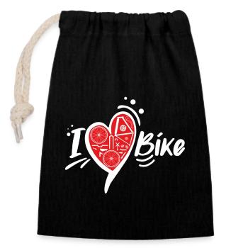 Red Bike Heart Metallteile - Verschließbarer Geschenkbeutel aus Baumwolle (14x20cm) - Schwarz - Vorne
