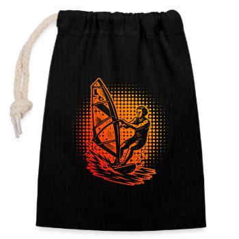 Kompaktes Windsurfing Design für Windsurf - Verschließbarer Geschenkbeutel aus Baumwolle (14x20cm) - Schwarz - Vorne