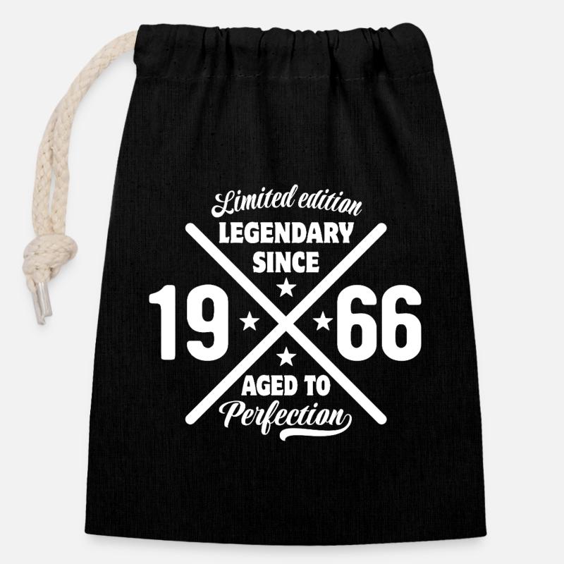 Limited Edition 1966 | Birthday Gift - Closable cotton gift bag (14x20cm) - black