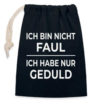 Geduld ist keine Faulheit - Verschließbarer Geschenkbeutel aus Baumwolle (14x20cm) - Navy - Vorne