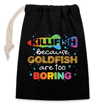Toothcarp Killfish Toothed carp - Closable cotton gift bag (14x20cm) - black - Front