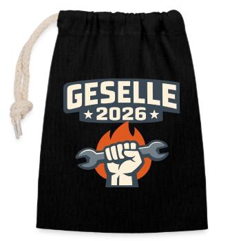 Journeyman 2026 Strength through tools - Closable cotton gift bag (14x20cm) - black - Front