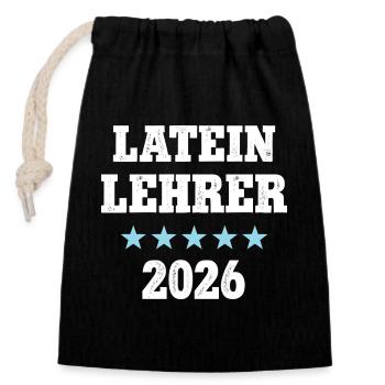 Latin Teacher 2026 Occupation Study Latin Teacher Training - Closable cotton gift bag (14x20cm) - black - Front