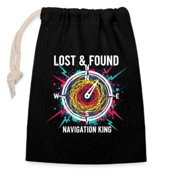 Lost & Found Compass Navigation King - Closable cotton gift bag (14x20cm) - black - Front