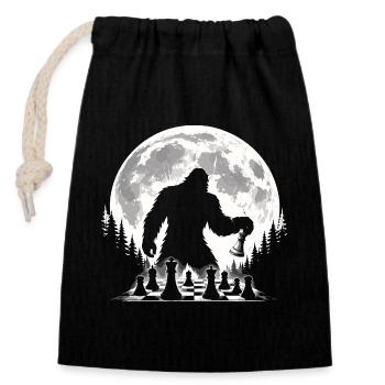 Bigfoot Schachspieler - Verschließbarer Geschenkbeutel aus Baumwolle (14x20cm) - Schwarz - Vorne