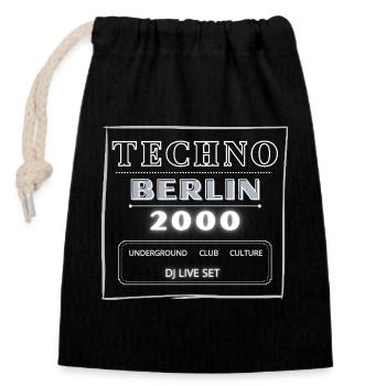 Techno Underground Club Logo - Verschließbarer Geschenkbeutel aus Baumwolle (14x20cm) - Schwarz - Vorne
