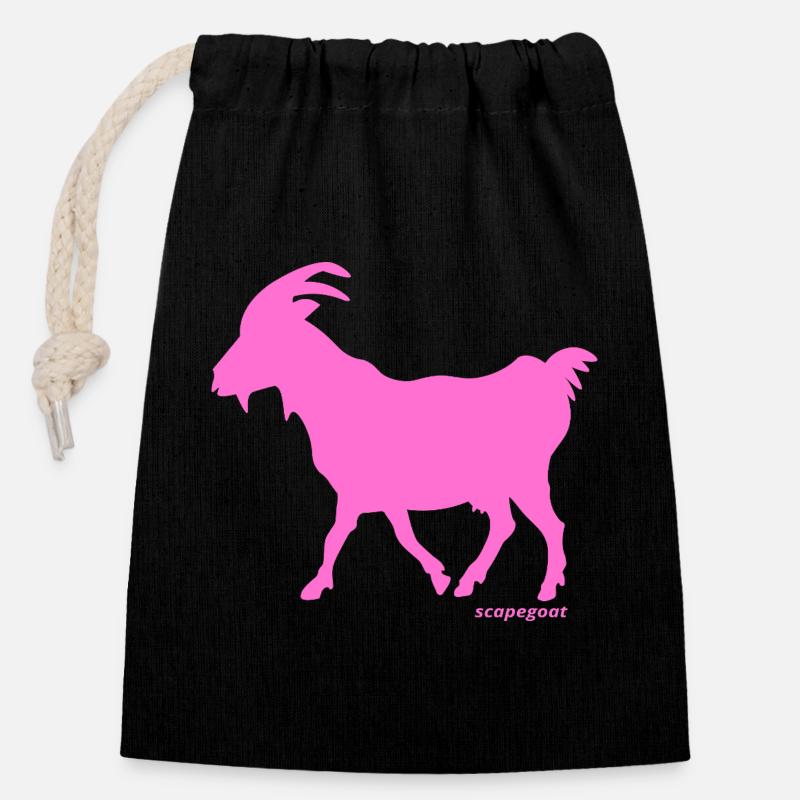 Bouc émissaire rose - Sac cadeau en coton avec cordon (14 x 20 cm) - noir