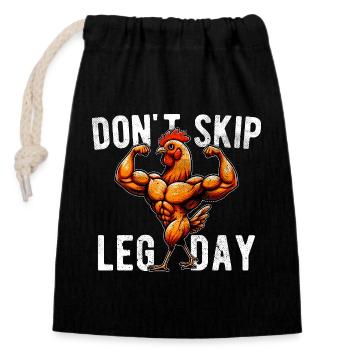 Ne saute pas la journée des jambes Gym de bodybuilding Palestra Drôle - Sac cadeau en coton avec cordon (14 x 20 cm) - noir - Devant