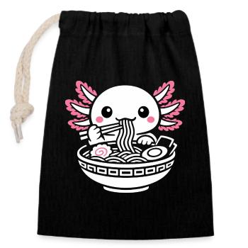 Cadeau mignon de ramen Axolotl Kawaii - Sac cadeau en coton avec cordon (14 x 20 cm) - noir - Devant