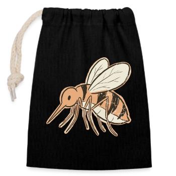 Vintage Mosquito Bee Cream Stripes Tiger - Closable cotton gift bag (14x20cm) - black - Front