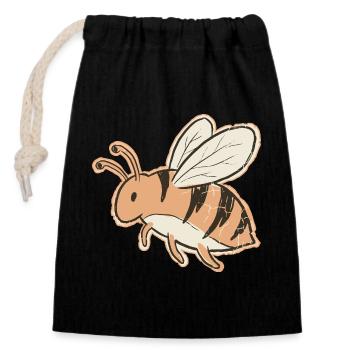Oranger Cartoon Bienenstreifen Tiger - Verschließbarer Geschenkbeutel aus Baumwolle (14x20cm) - Schwarz - Vorne