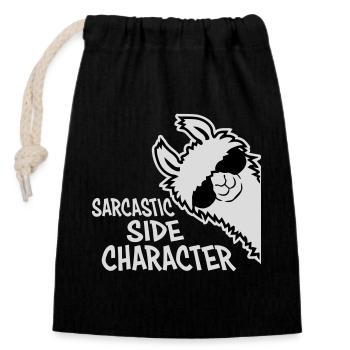 Lama Alpaga Personnage secondaire sarcastique - Sac cadeau en coton avec cordon (14 x 20 cm) - noir - Devant