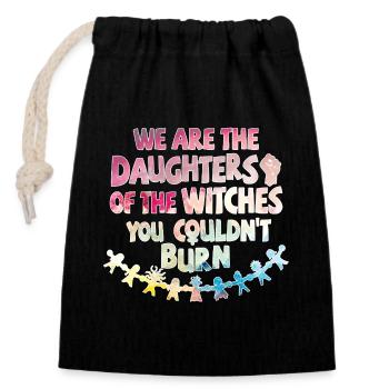 Nous sommes les filles des sorcières que tu n’as pas pu brûler - Sac cadeau en coton avec cordon (14 x 20 cm) - noir - Devant