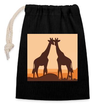 Giraffe Love Safari Silhouette Nature Shirt - Closable cotton gift bag (14x20cm) - black - Front