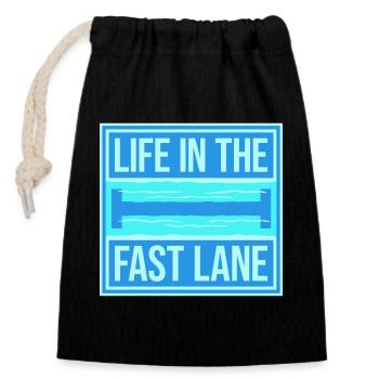 Life In The Fast Lane Float Funny Pool Saying - Closable cotton gift bag (14x20cm) - black - Front