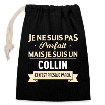 Je Ne Suis Pas Parfait Mais Je Suis Un Collin E... - Sac cadeau en coton avec cordon (14 x 20 cm) - noir - Devant