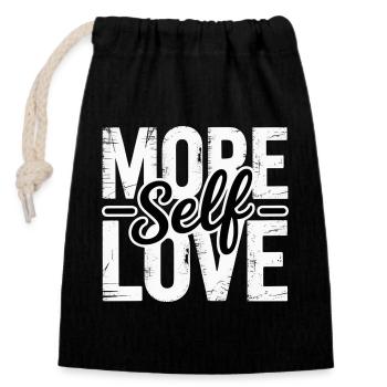 More Love Self Love Typography - Closable cotton gift bag (14x20cm) - black - Front