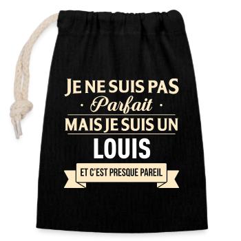 Je Ne Suis Pas Parfait Mais Je Suis Un Louis Et... - Sac cadeau en coton avec cordon (14 x 20 cm) - noir - Devant
