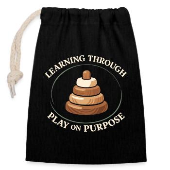 Montessori mother, Gentle parenting, Mindful - Closable cotton gift bag (14x20cm) - black - Front
