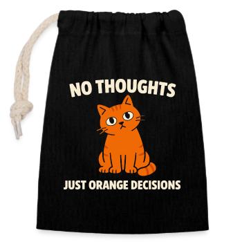 Chat Orange Chaos Drôle de Mème Chat Orange Tigré - Sac cadeau en coton avec cordon (14 x 20 cm) - noir - Devant