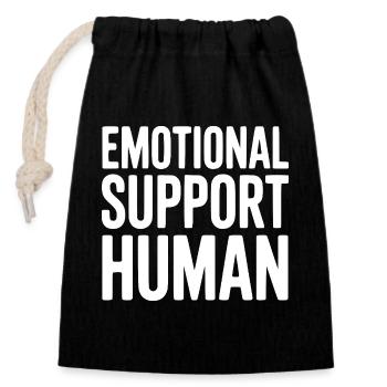 Emotional Support Human - Closable cotton gift bag (14x20cm) - black - Front