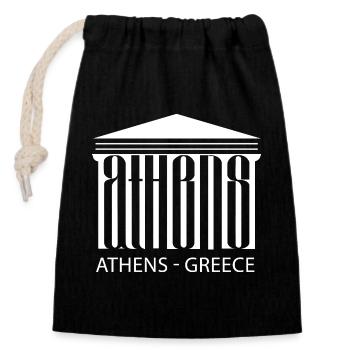Athens Greece Greeks Hellenes Greece Tourists Tour - Closable cotton gift bag (14x20cm) - black - Front