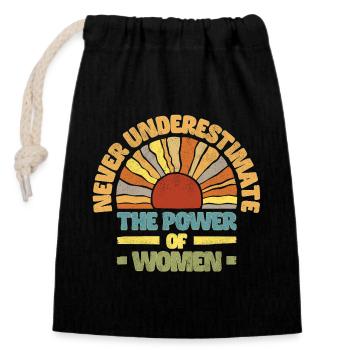 Never underestimate the power of women - bunt - Closable cotton gift bag (14x20cm) - black - Front