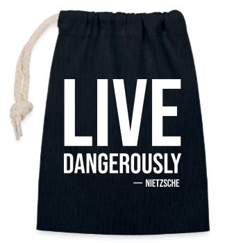 Live Dangerously Nietzsche Zitat-Tee - Verschließbarer Geschenkbeutel aus Baumwolle (14x20cm) - Navy - Vorne