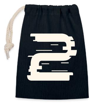 2 - Sac cadeau en coton avec cordon (14 x 20 cm) - bleu marine - Devant