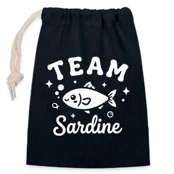 Sardine Team - nautical design - Closable cotton gift bag (14x20cm) - navy - Front