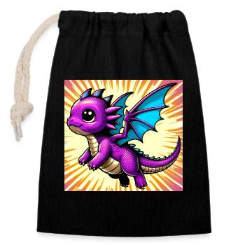 dragon - Closable cotton gift bag (14x20cm) - black - Front