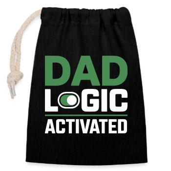 Funny Dad Logic Father Humor - Closable cotton gift bag (14x20cm) - black - Front