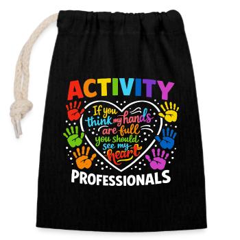 Cœurs des professionnels de l’activité Empreintes colorées de mains de la - Sac cadeau en coton avec cordon (14 x 20 cm) - noir - Devant