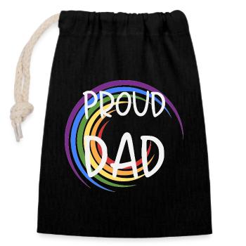 Proud Dad LGBTQ Rainbow Family - Closable cotton gift bag (14x20cm) - black - Front