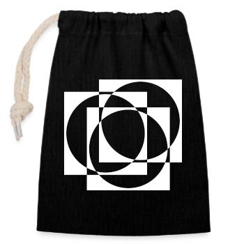 Geometric Circles and Squares Overlay - Closable cotton gift bag (14x20cm) - black - Front