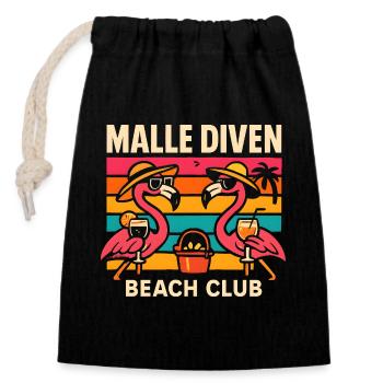 Malle Diven Beach Club Flamingo Mallorca Party - Sac cadeau en coton avec cordon (14 x 20 cm) - noir - Devant