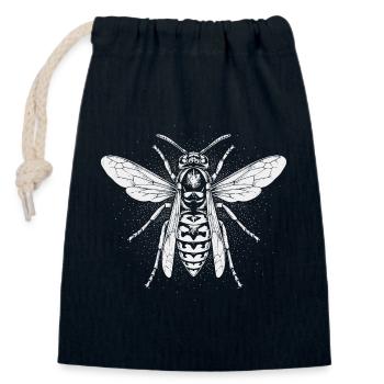 Wasp Insect Silhouette Design - Closable cotton gift bag (14x20cm) - navy - Front