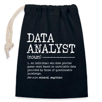 Data Analyst Meme Tee - Closable cotton gift bag (14x20cm) - navy - Front