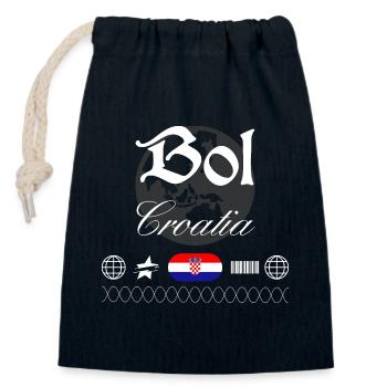Souvenir de voyage Bol Croatia Streetwear - Sac cadeau en coton avec cordon (14 x 20 cm) - bleu marine - Devant